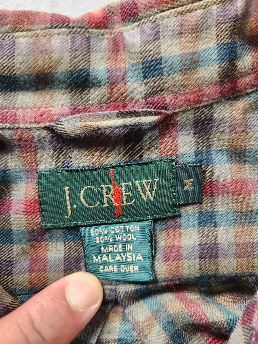 J.CREW Men's Plaid Flannel Button-Up Long Sleeve Point Collar Pockets Size M